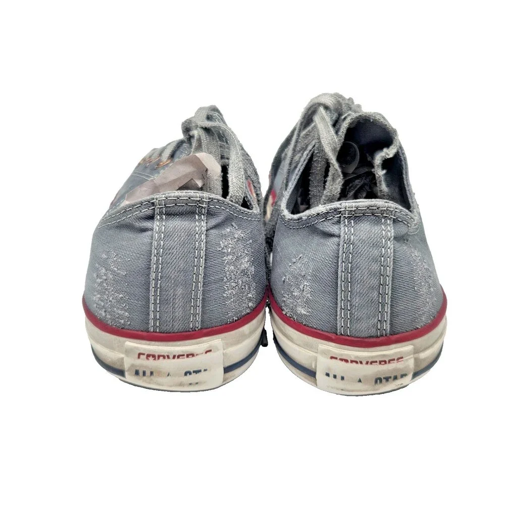 Converse Chuck Taylor All Star Low Top Sneakers Gray Distressed Denim Size 10